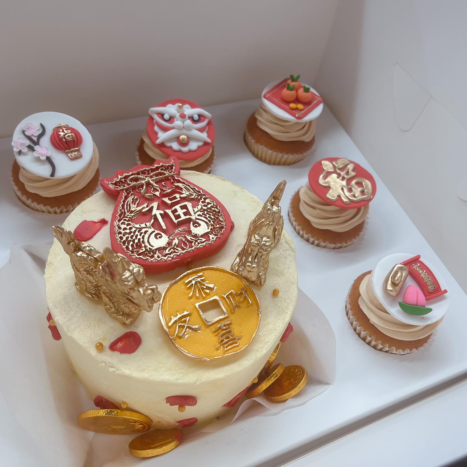 CNY Dragon Bento - includes 6-inch cake & 5 cupcakes